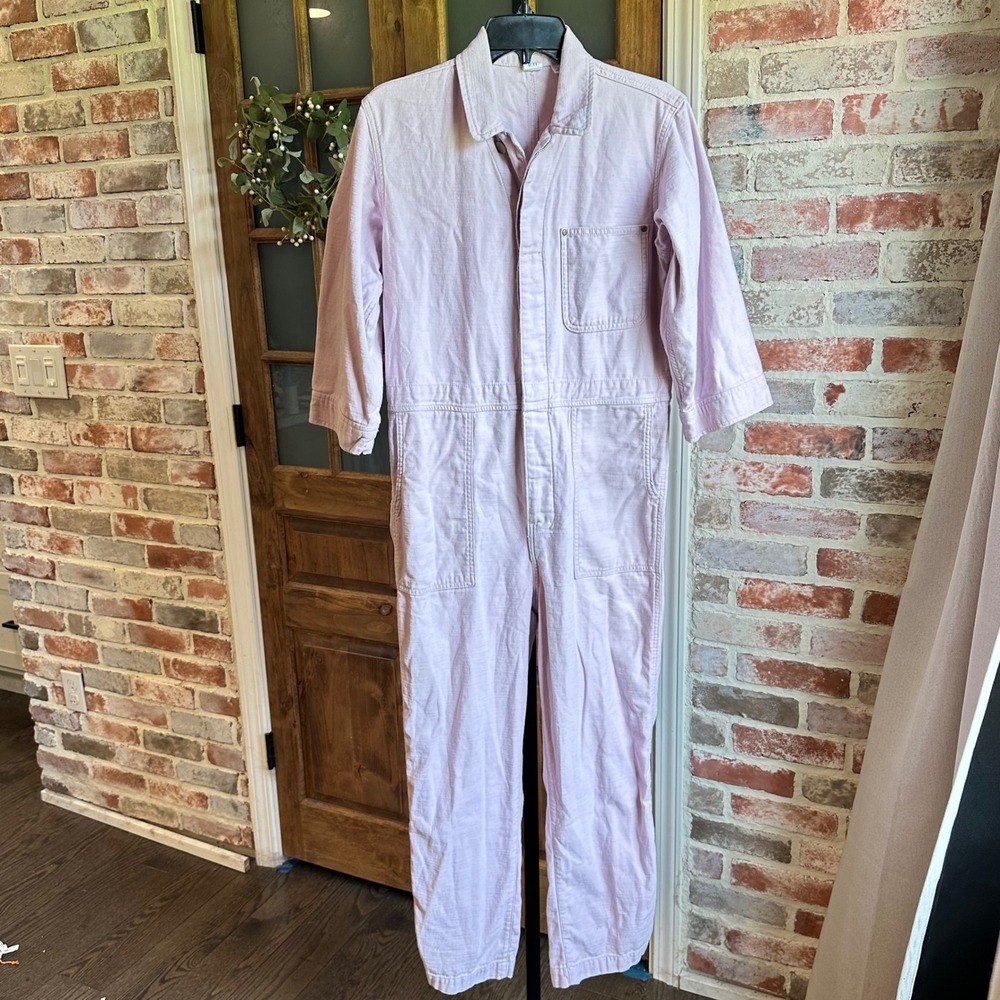 Gap Coverall Jumpsuit Women Size S Pale Plum Purple Cotton Twill Utility Boiler